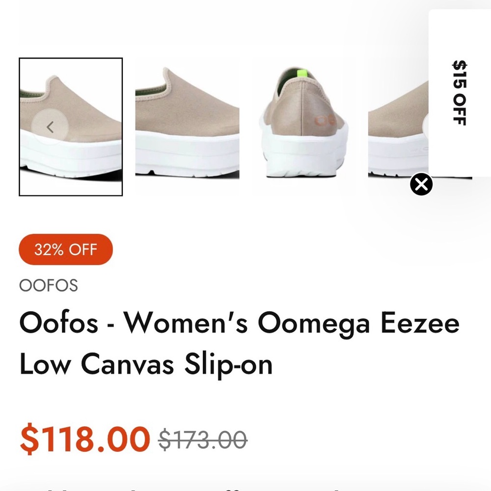 OOFOS Women's Oomega Eezee Low Canvas Slip-on - Beige